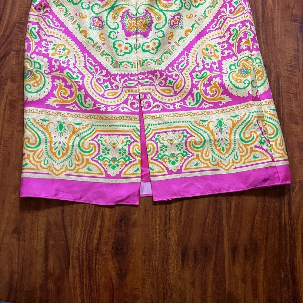 J McLaughlin Silk Halter Bright Paisley Medallion Print Dress size 2 - Picture 8 of 15